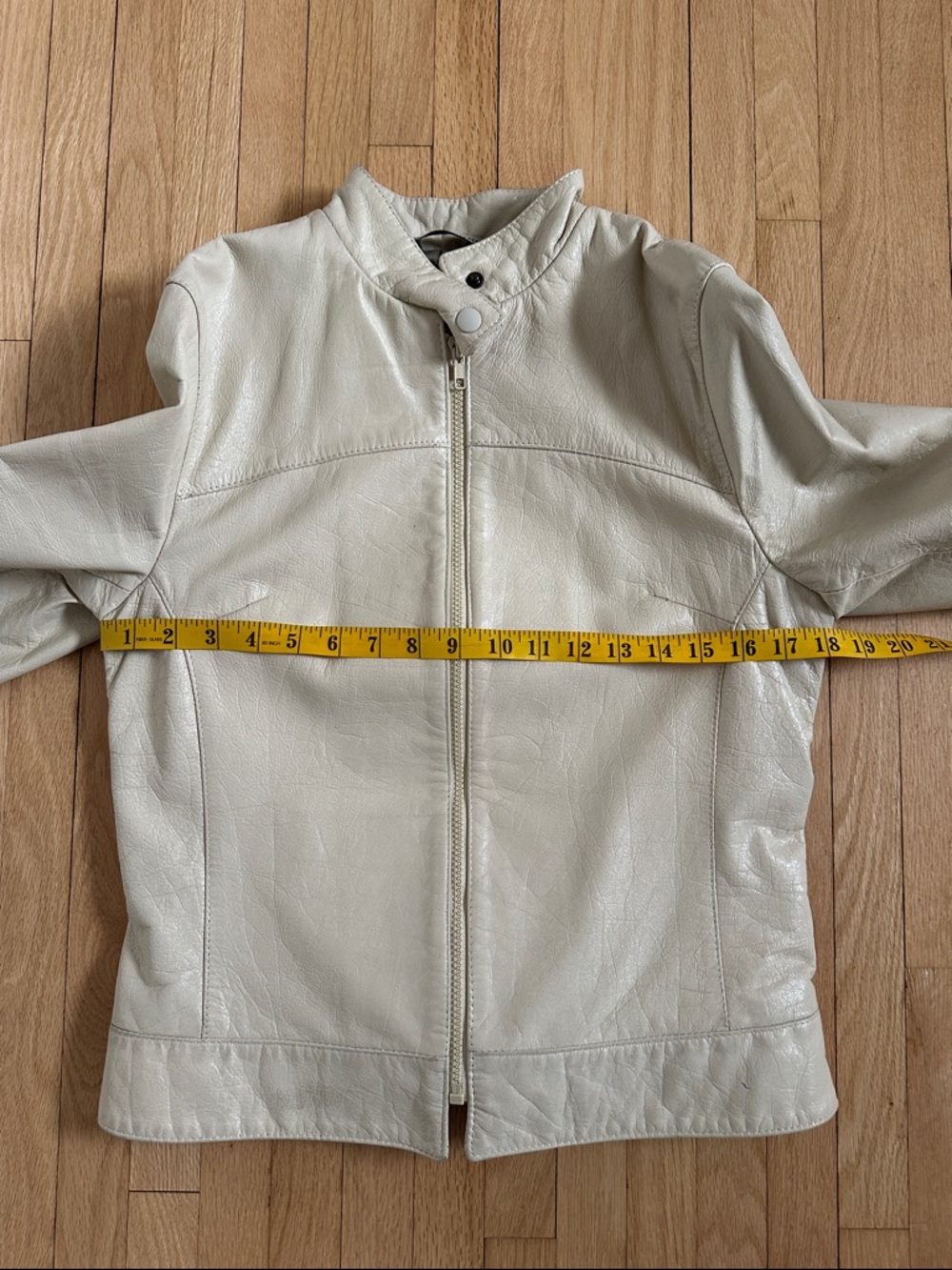 Vintage 90s Bod & Christensen cream leather moto jacket - Picture 4 of 14